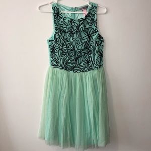 Teal with Black Detailing Mini Dress